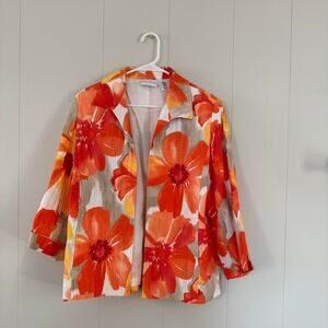 Vintage 2000s Alfred Dunner orange floral blouse lightweight top! women's large